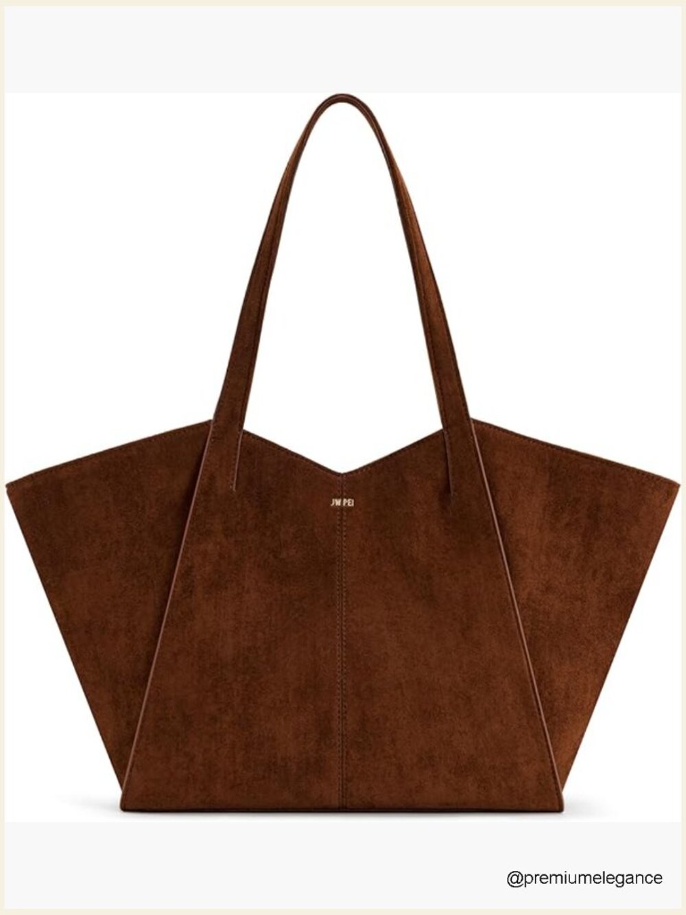 Large Capacity Faux Suede Tote Bag Gold Hardware Shoulder Bag